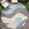 Piper Looms Chantille Swirls ACN2186 Taupe Machine Washable Area Rug Round Outdoor Lifestyle Image Feature