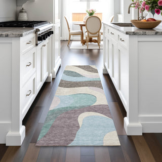Piper Looms Chantille Swirls ACN2186 Taupe Machine Washable Area Rug Runner Lifestyle Image Feature