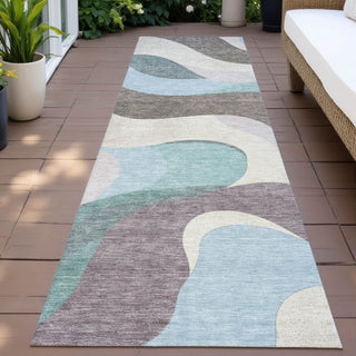 Piper Looms Chantille Swirls ACN2186 Taupe Machine Washable Area Rug Runner Outdoor Lifestyle Image Feature