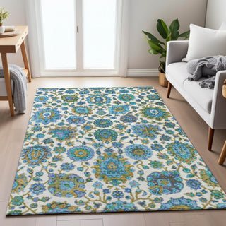 Piper Looms Chantille Global ACN2187 Aqua Machine Washable Area Rug Lifestyle Image Feature