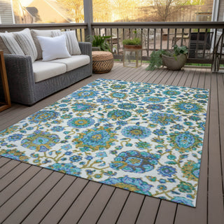 Piper Looms Chantille Global ACN2187 Aqua Machine Washable Area Rug Outdoor Lifestyle Image Feature