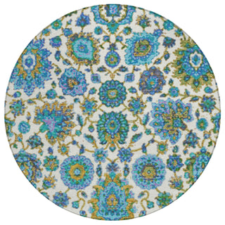 Piper Looms Chantille Global ACN2187 Aqua Machine Washable Area Rug Round Main Image
