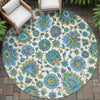 Piper Looms Chantille Global ACN2187 Aqua Machine Washable Area Rug Round Outdoor Lifestyle Image Feature