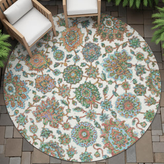 Piper Looms Chantille Global ACN2187 Coral Machine Washable Area Rug Round Outdoor Lifestyle Image Feature