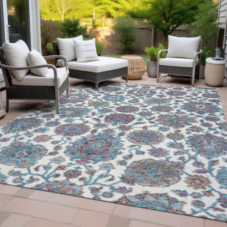 Piper Looms Chantille Global ACN2187 Teal Machine Washable Area Rug Outdoor Lifestyle Image Feature