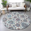 Piper Looms Chantille Global ACN2187 Teal Machine Washable Area Rug Round Lifestyle Image Feature