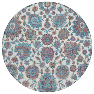 Piper Looms Chantille Global ACN2187 Teal Machine Washable Area Rug Round Main Image