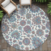 Piper Looms Chantille Global ACN2187 Teal Machine Washable Area Rug Round Outdoor Lifestyle Image Feature