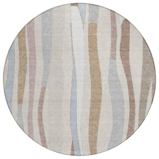 Piper Looms Chantille Stripes ACN2188 Beige Machine Washable Area Rug Round Main Image