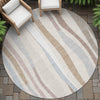 Piper Looms Chantille Stripes ACN2188 Beige Machine Washable Area Rug Round Outdoor Lifestyle Image Feature
