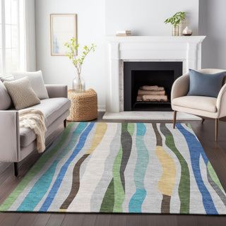 Piper Looms Chantille Stripes ACN2188 Green Machine Washable Area Rug Lifestyle Image Feature