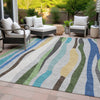 Piper Looms Chantille Stripes ACN2188 Green Machine Washable Area Rug Outdoor Lifestyle Image Feature