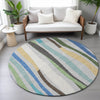 Piper Looms Chantille Stripes ACN2188 Green Machine Washable Area Rug Round Lifestyle Image Feature