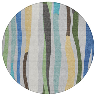 Piper Looms Chantille Stripes ACN2188 Green Machine Washable Area Rug Round Main Image