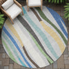 Piper Looms Chantille Stripes ACN2188 Green Machine Washable Area Rug Round Outdoor Lifestyle Image Feature