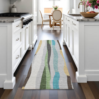 Piper Looms Chantille Stripes ACN2188 Green Machine Washable Area Rug Runner Lifestyle Image Feature