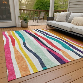 Piper Looms Chantille Stripes ACN2188 Ivory Machine Washable Area Rug Outdoor Lifestyle Image Feature