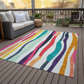 Piper Looms Chantille Stripes ACN2188 Ivory Machine Washable Area Rug Outdoor Lifestyle Image Feature