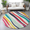 Piper Looms Chantille Stripes ACN2188 Ivory Machine Washable Area Rug Round Lifestyle Image Feature