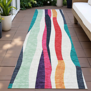 Piper Looms Chantille Stripes ACN2188 Ivory Machine Washable Area Rug Runner Outdoor Lifestyle Image Feature
