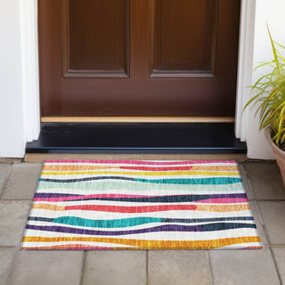 Piper Looms Chantille Stripes ACN2188 Ivory Machine Washable Area Rug Scatter Outdoor Lifestyle Image Feature