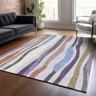 Piper Looms Chantille Stripes ACN2188 Lavender Machine Washable Area Rug Lifestyle Image Feature