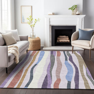 Piper Looms Chantille Stripes ACN2188 Lavender Machine Washable Area Rug Lifestyle Image Feature