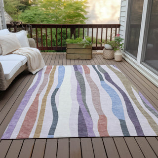 Piper Looms Chantille Stripes ACN2188 Lavender Machine Washable Area Rug Outdoor Lifestyle Image Feature