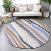Piper Looms Chantille Stripes ACN2188 Lavender Machine Washable Area Rug Round Lifestyle Image Feature