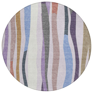 Piper Looms Chantille Stripes ACN2188 Lavender Machine Washable Area Rug Round Main Image
