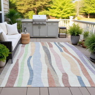 Piper Looms Chantille Stripes ACN2188 Pearl Machine Washable Area Rug Outdoor Lifestyle Image Feature