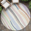 Piper Looms Chantille Stripes ACN2188 Pearl Machine Washable Area Rug Round Outdoor Lifestyle Image Feature
