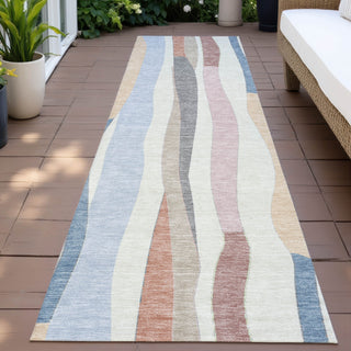 Piper Looms Chantille Stripes ACN2188 Pearl Machine Washable Area Rug Runner Outdoor Lifestyle Image Feature