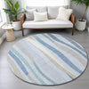 Piper Looms Chantille Stripes ACN2188 Sky Machine Washable Area Rug Round Lifestyle Image Feature