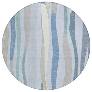Piper Looms Chantille Stripes ACN2188 Sky Machine Washable Area Rug Round Main Image