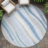 Piper Looms Chantille Stripes ACN2188 Sky Machine Washable Area Rug Round Outdoor Lifestyle Image Feature