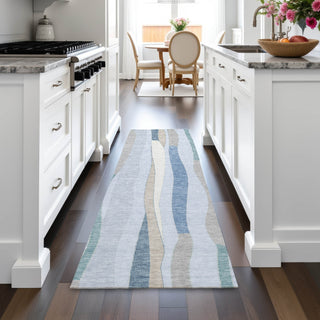 Piper Looms Chantille Stripes ACN2188 Sky Machine Washable Area Rug Runner Lifestyle Image Feature