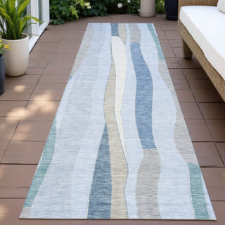 Piper Looms Chantille Stripes ACN2188 Sky Machine Washable Area Rug Runner Outdoor Lifestyle Image Feature