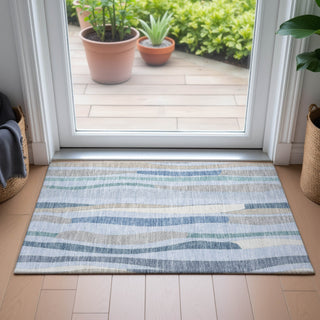 Piper Looms Chantille Stripes ACN2188 Sky Machine Washable Area Rug Scatter Lifestyle Image Feature