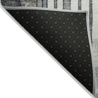 Piper Looms Chantille Geometric ACN2189 Black Machine Washable Area Rug Backing Image
