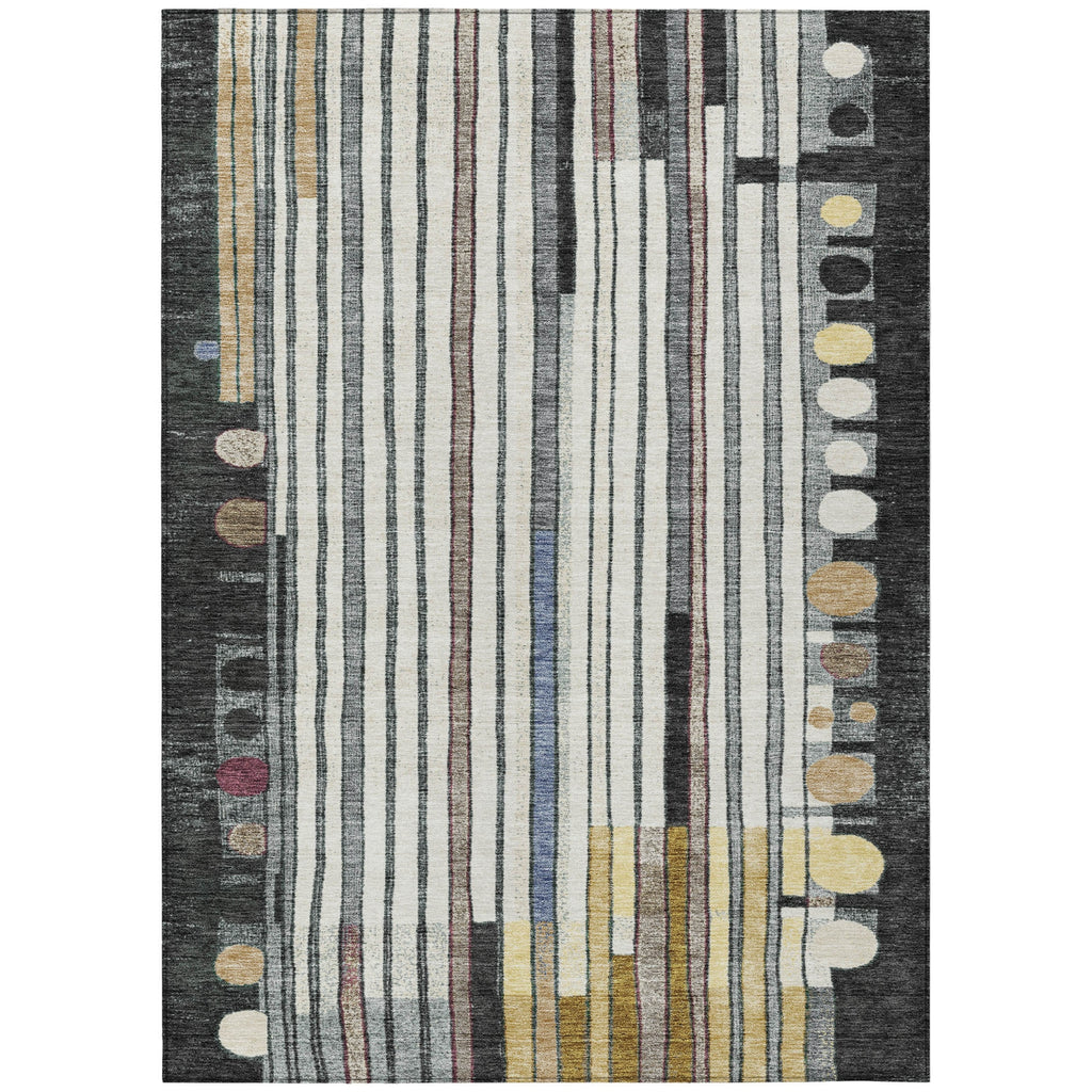 Piper Looms Chantille Geometric ACN2189 Black Machine Washable Area Rug main image
