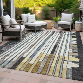 Piper Looms Chantille Geometric ACN2189 Black Machine Washable Area Rug Outdoor Lifestyle Image Feature
