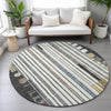 Piper Looms Chantille Geometric ACN2189 Black Machine Washable Area Rug Round Lifestyle Image Feature