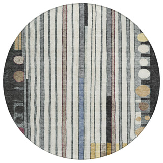 Piper Looms Chantille Geometric ACN2189 Black Machine Washable Area Rug Round Main Image