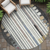 Piper Looms Chantille Geometric ACN2189 Black Machine Washable Area Rug Round Outdoor Lifestyle Image Feature