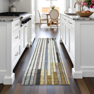 Piper Looms Chantille Geometric ACN2189 Black Machine Washable Area Rug Runner Lifestyle Image Feature