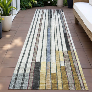 Piper Looms Chantille Geometric ACN2189 Black Machine Washable Area Rug Runner Outdoor Lifestyle Image Feature