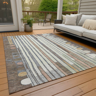 Piper Looms Chantille Geometric ACN2189 Brown Machine Washable Area Rug Outdoor Lifestyle Image Feature