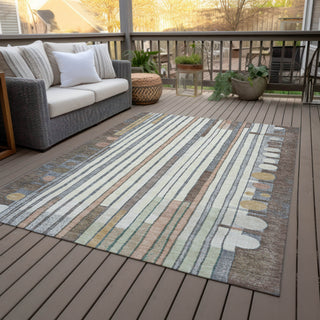 Piper Looms Chantille Geometric ACN2189 Brown Machine Washable Area Rug Outdoor Lifestyle Image Feature