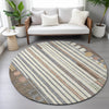 Piper Looms Chantille Geometric ACN2189 Brown Machine Washable Area Rug Round Lifestyle Image Feature